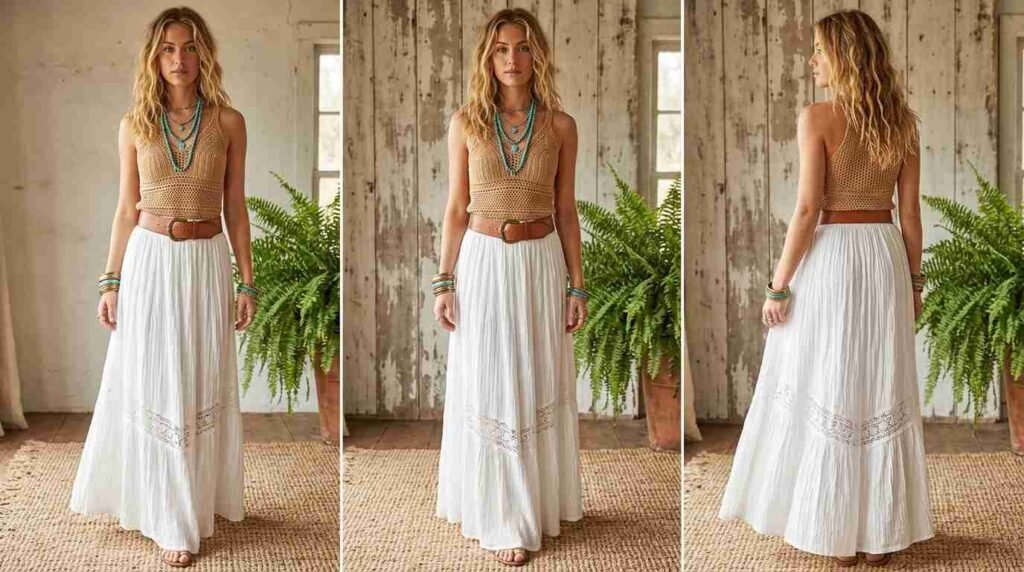 21 Stunning Long White Boho Skirt