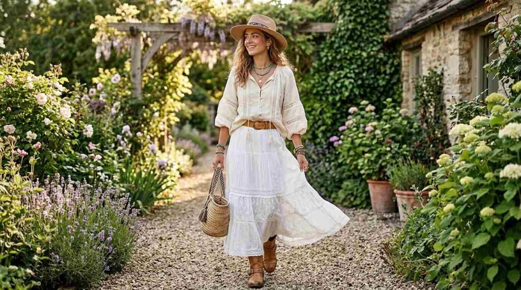 23 Long White Boho Skirt Outfit
