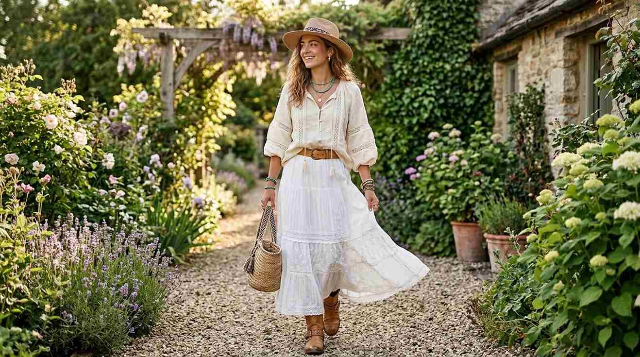 23 Long White Boho Skirt Outfit