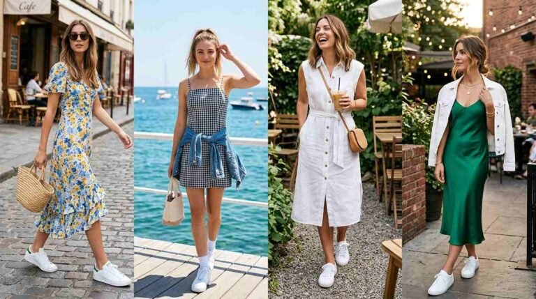 White Sneakers Outfit Summer Dress Ideas