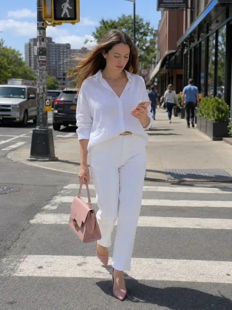  All-white outfit with
