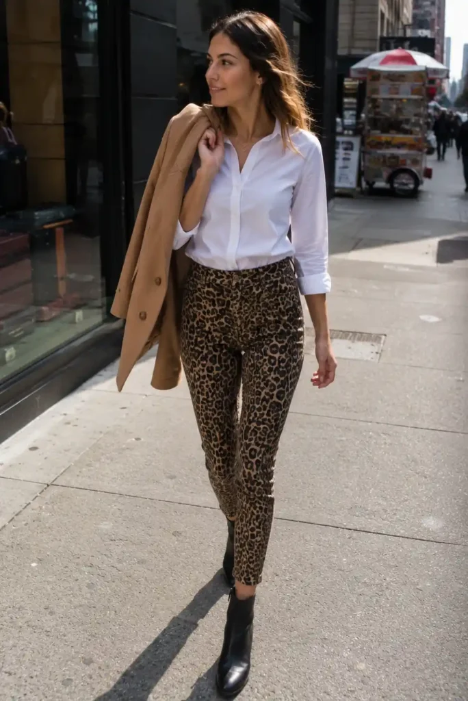 Animal print skinny pants