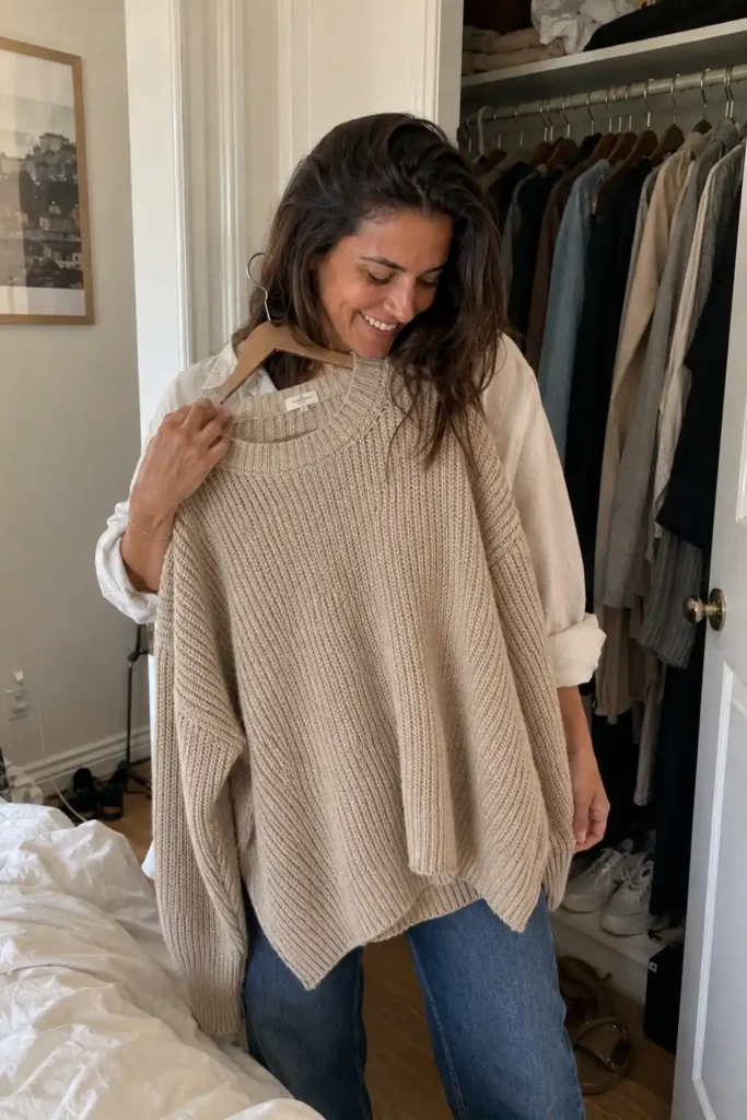 Chunky knit and midi skirt