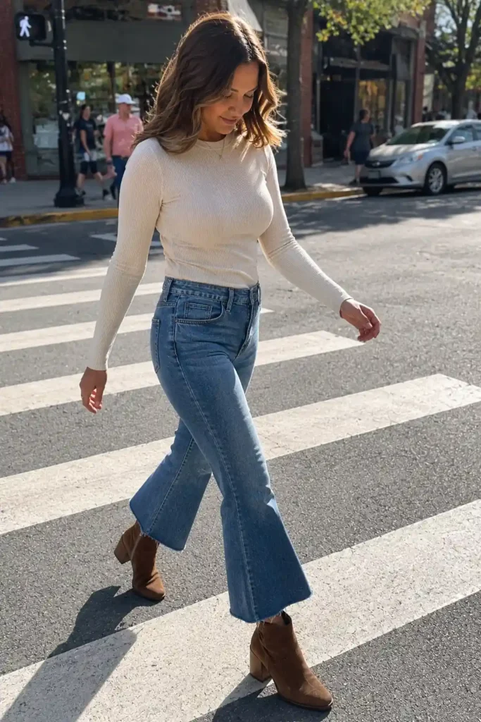 Cropped flare with ankle boots