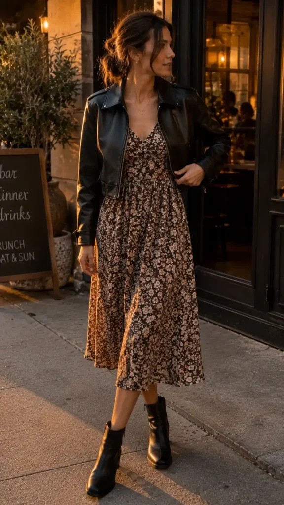 Cropped jackets over midi dresse