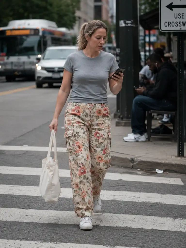 Floral cargo pants