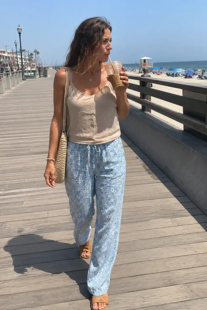 Floral linen pants