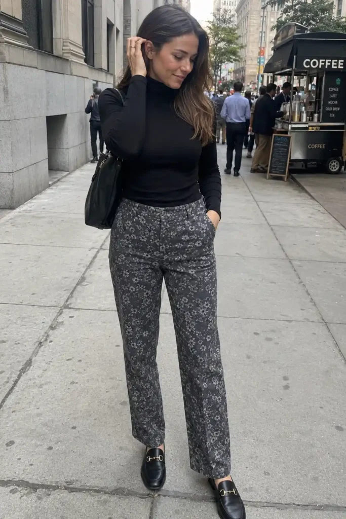 Floral straight-leg pants