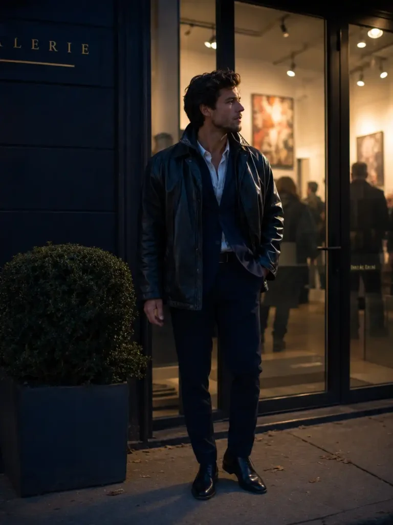 Leather jacket over