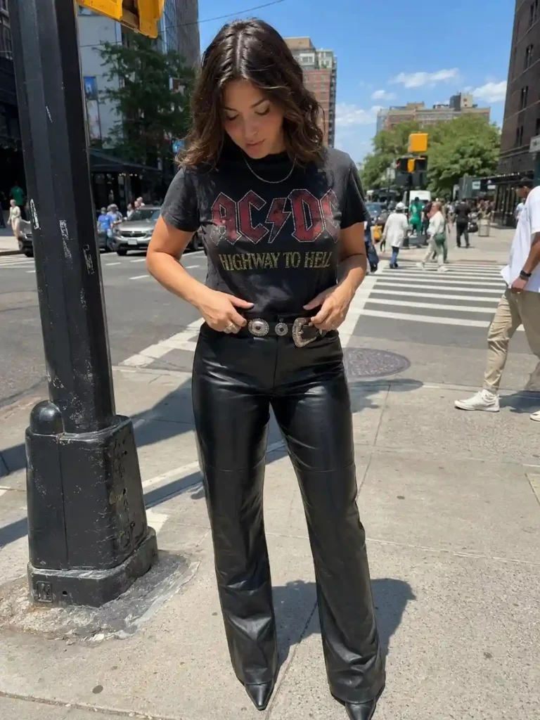 12. Leather pants with a graphic tee