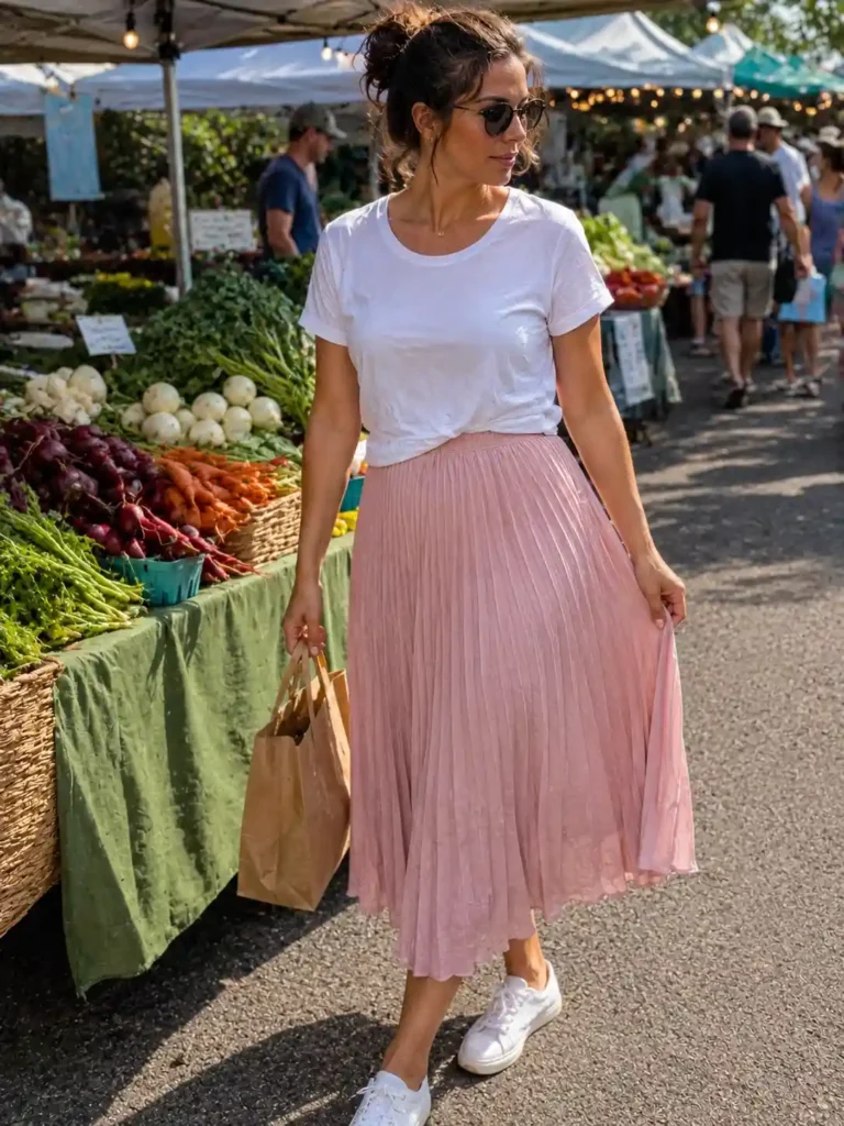 Pink pleated