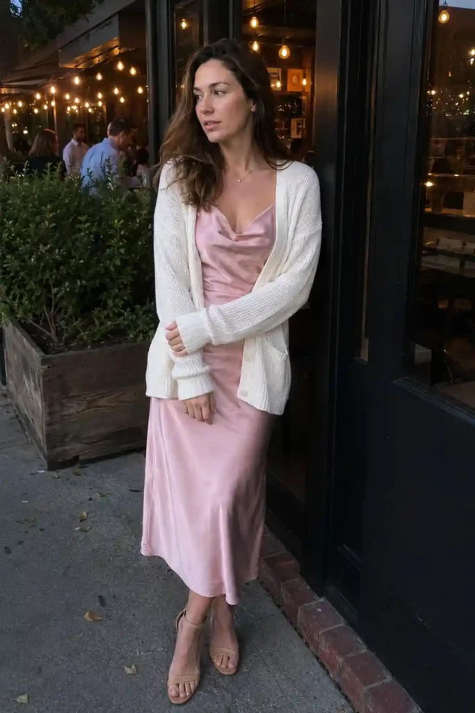 Pink slip dress w