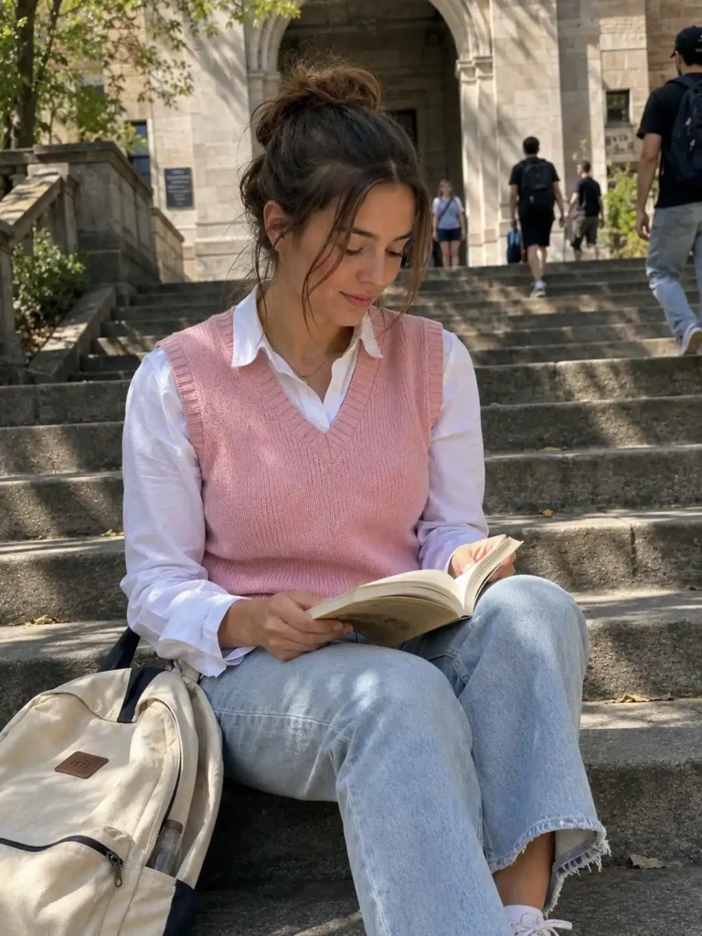 Pink sweater ve