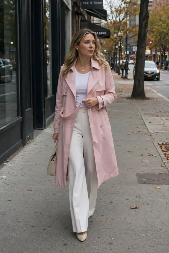 Pink trench coat