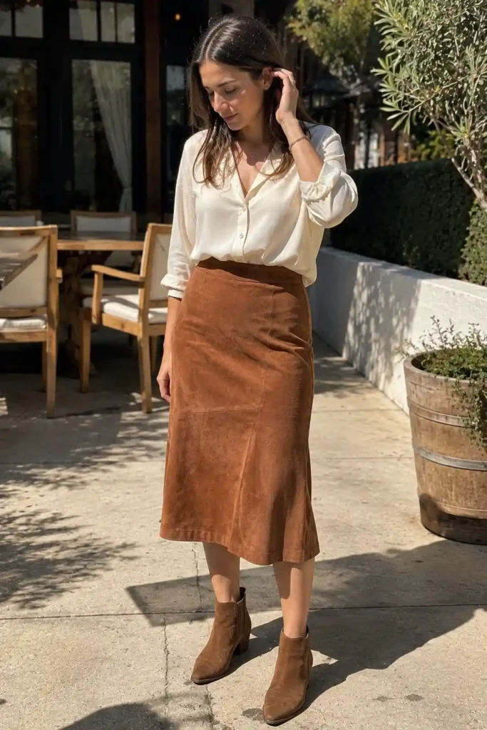 Suede skirts with a flirty flare