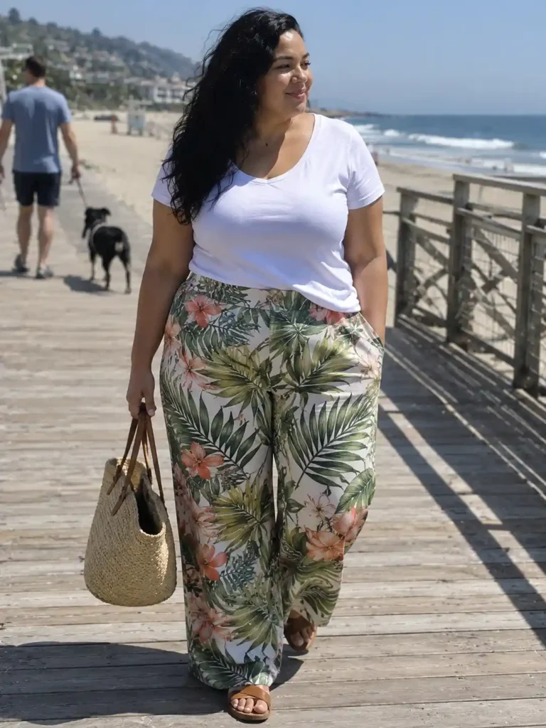 Tropical print pants