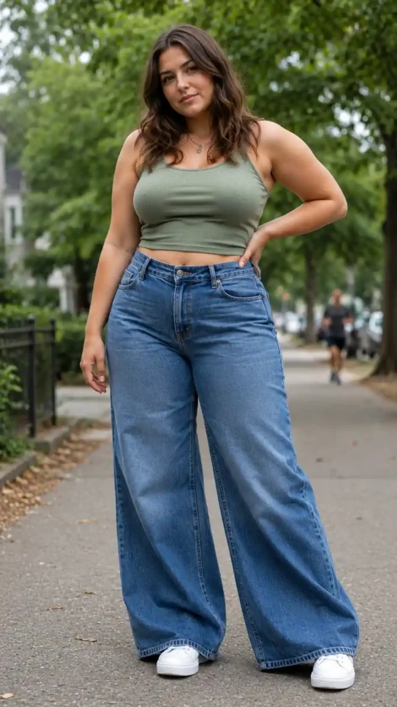 Wide-leg denim with a fitted top
