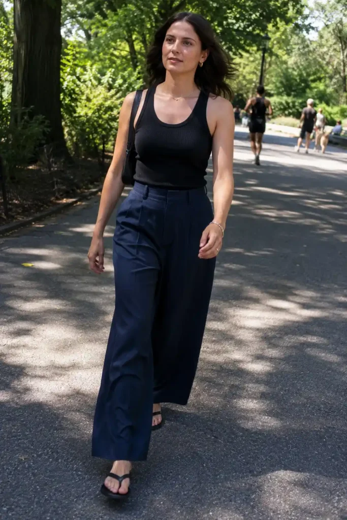 Wide-leg trousers with a fitted top
