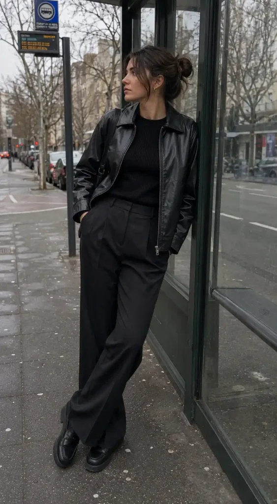 he all-black outfit with