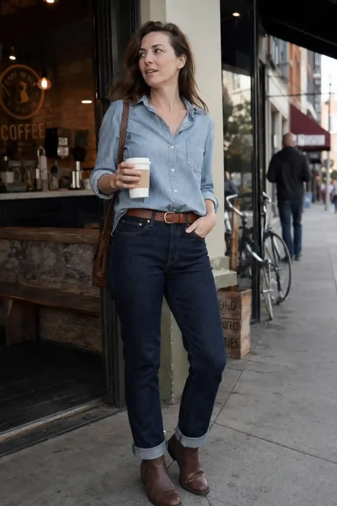 he classic denim-on-denim combo