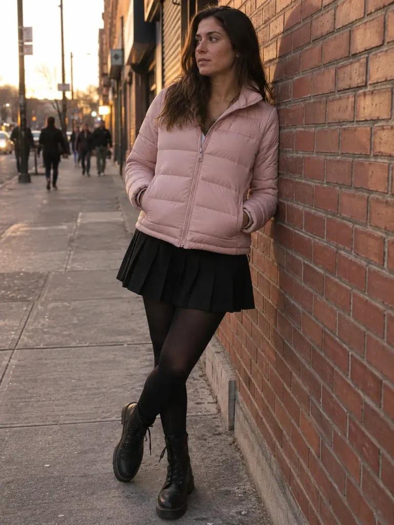 A skirt and tights combo for milder days
