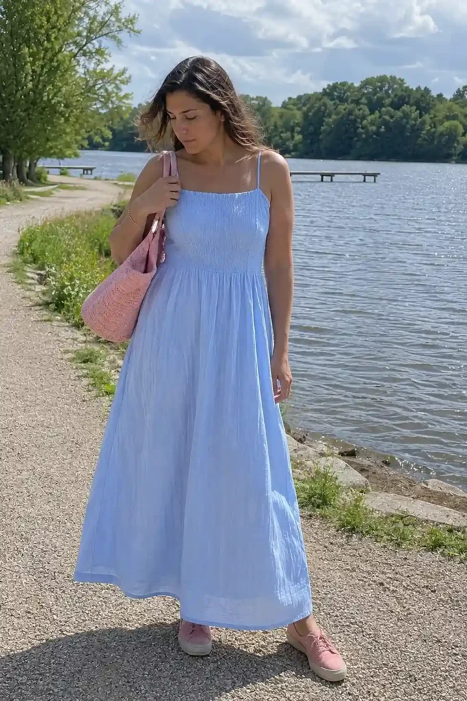 Baby blue maxi dres