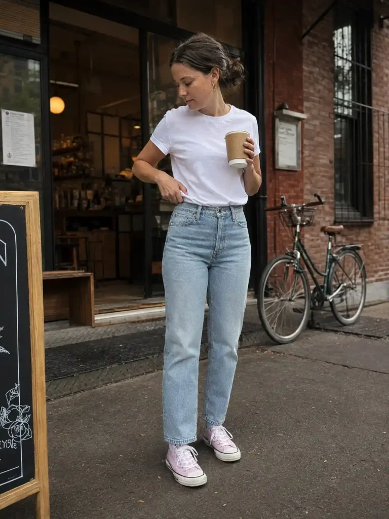 Baby pink sneakers with straight