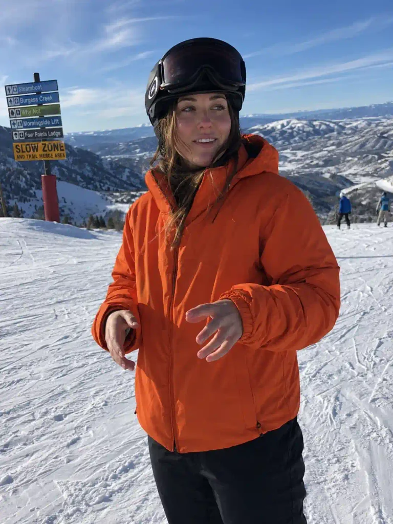 Black ski pants with an