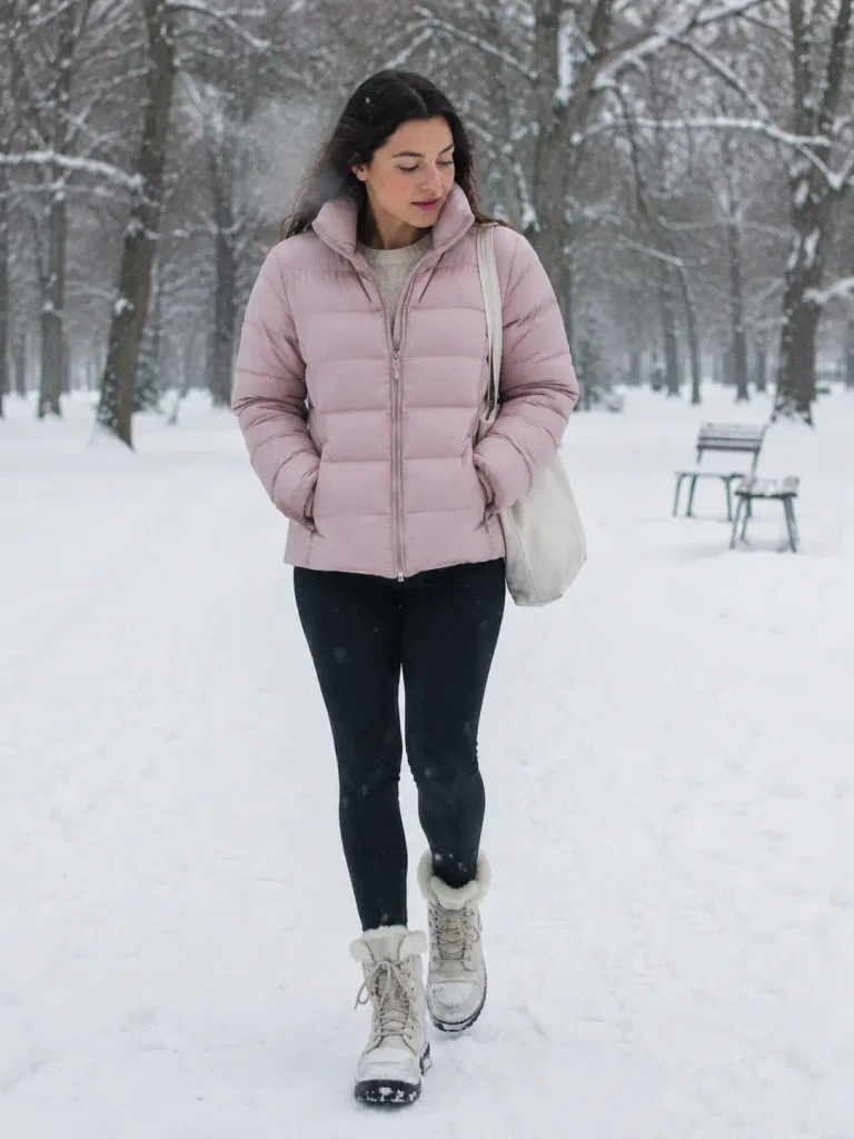 Blush pink puffer jacket
