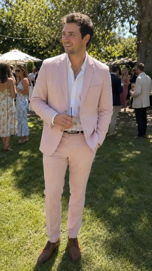 Blush pink suit for warm
