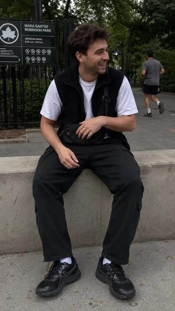 Building a gorpcore fit around black ASICS