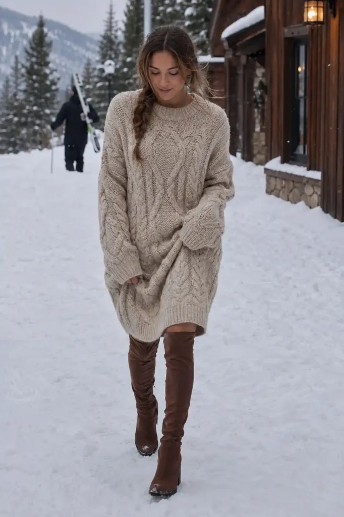 Cable-knit sweater dress