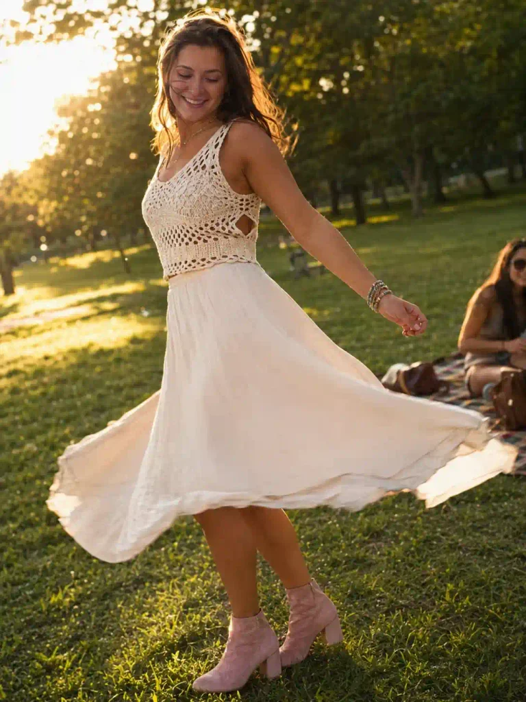 Crochet top and flowy