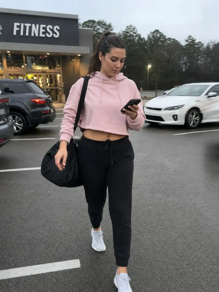 Cropped pink hoodie