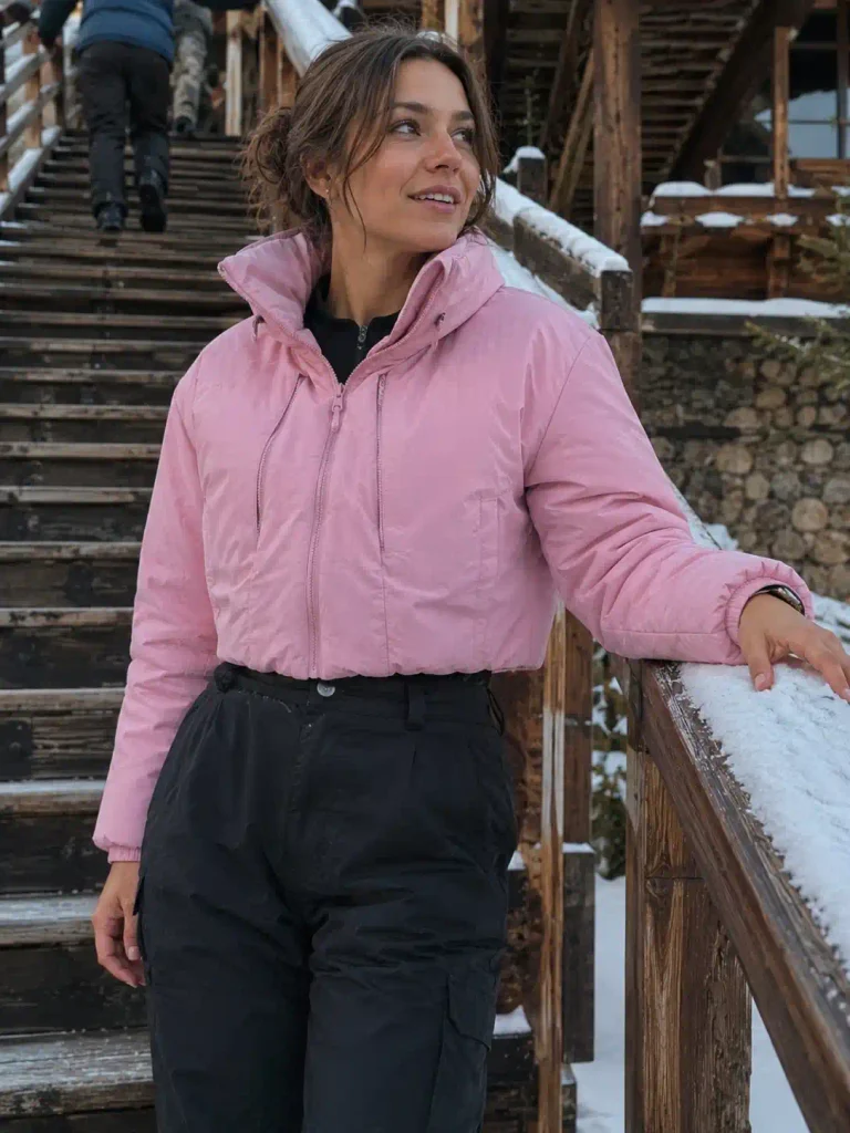 Cropped pink jacket with