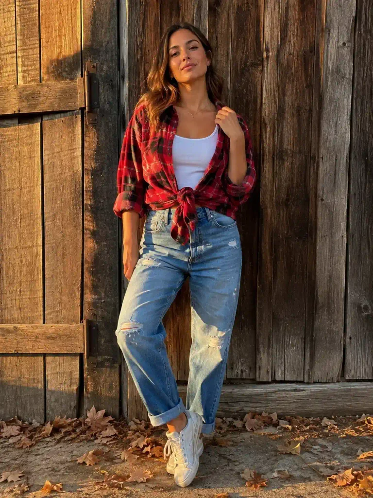 Distressed boyfriend jeans