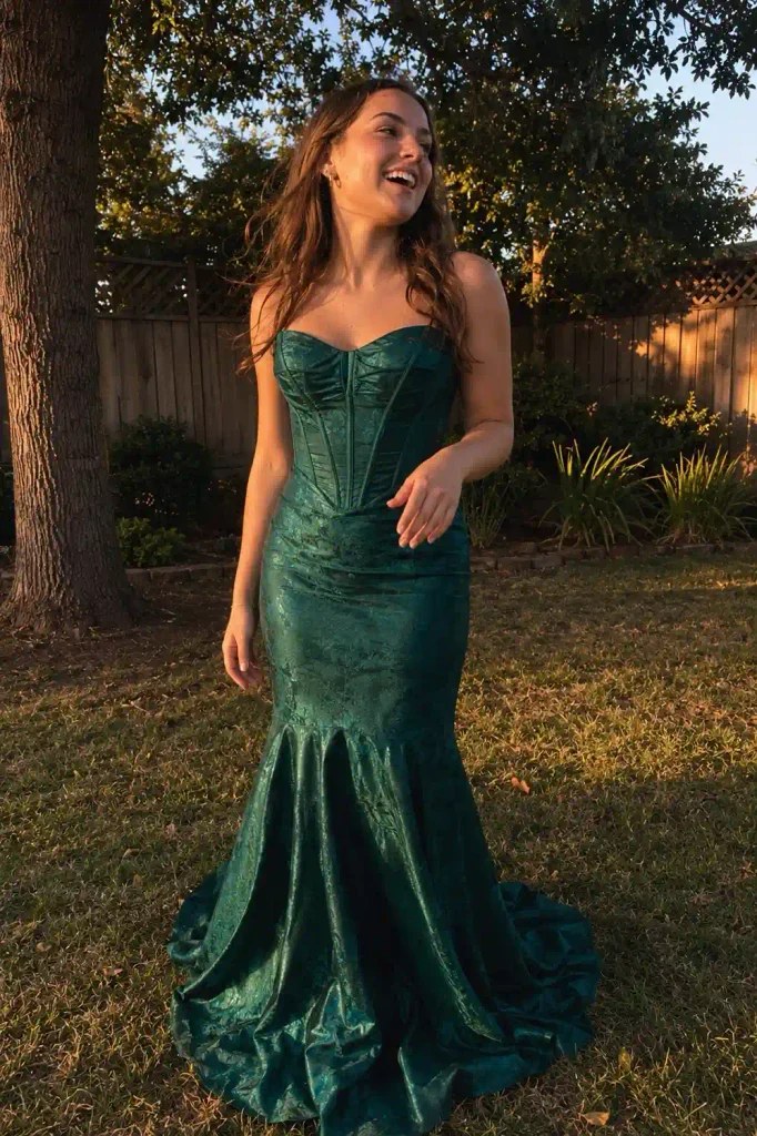 Emerald corset dress with