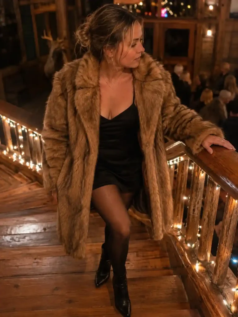 Faux fur coat as the main event