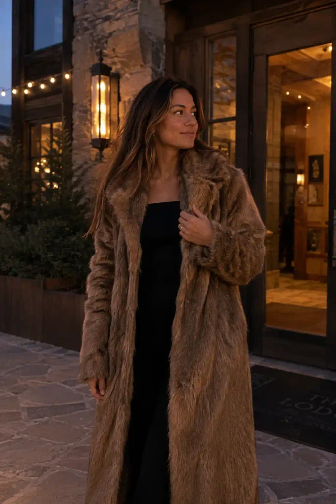 Full faux fur coat for evening