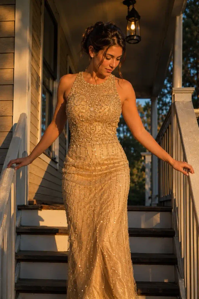 Gold beaded gown