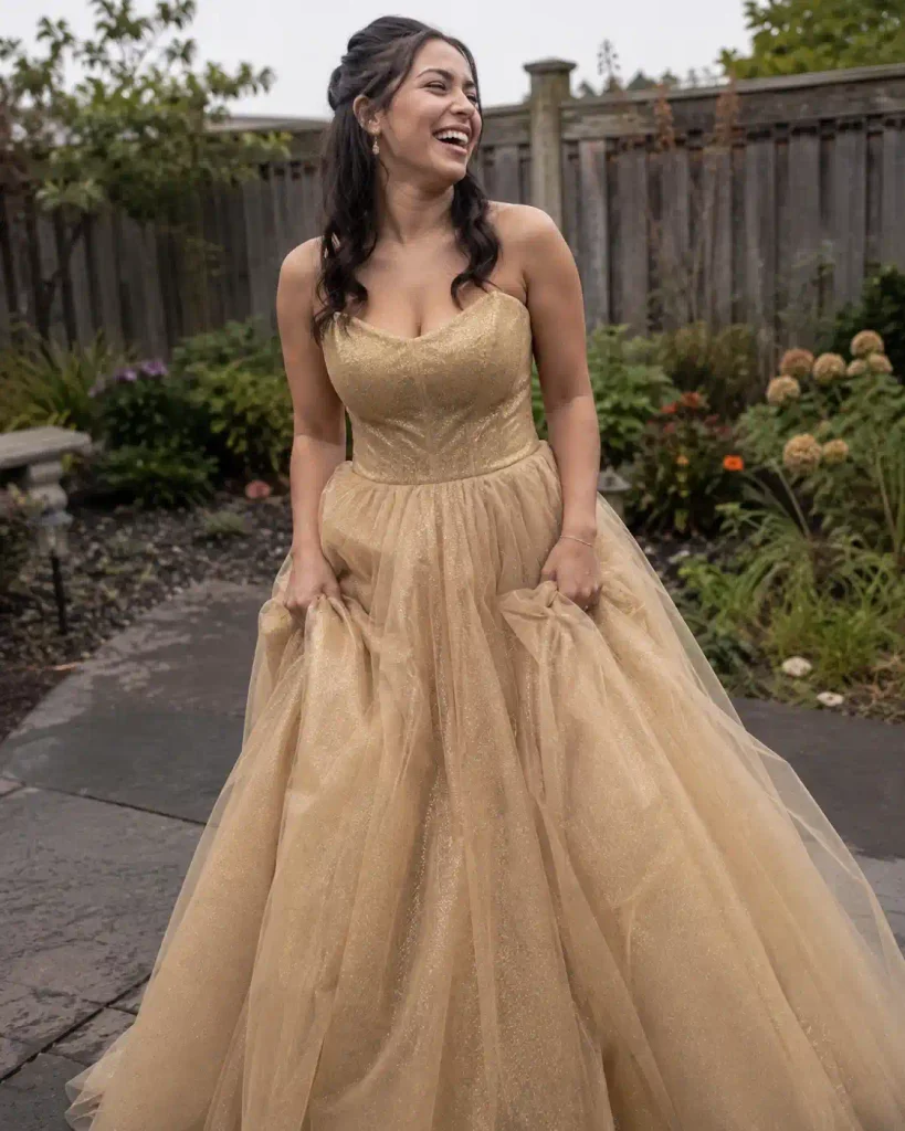 Gold cape gown