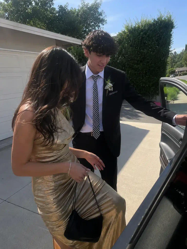 Gold dress with a black