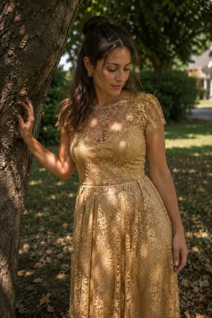 Gold lace dress