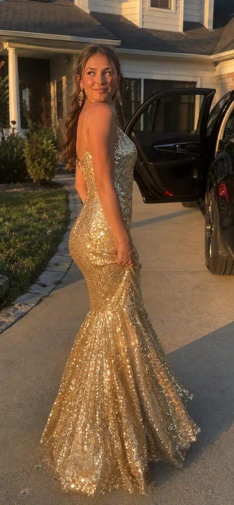 Gold sequin mermaid gown