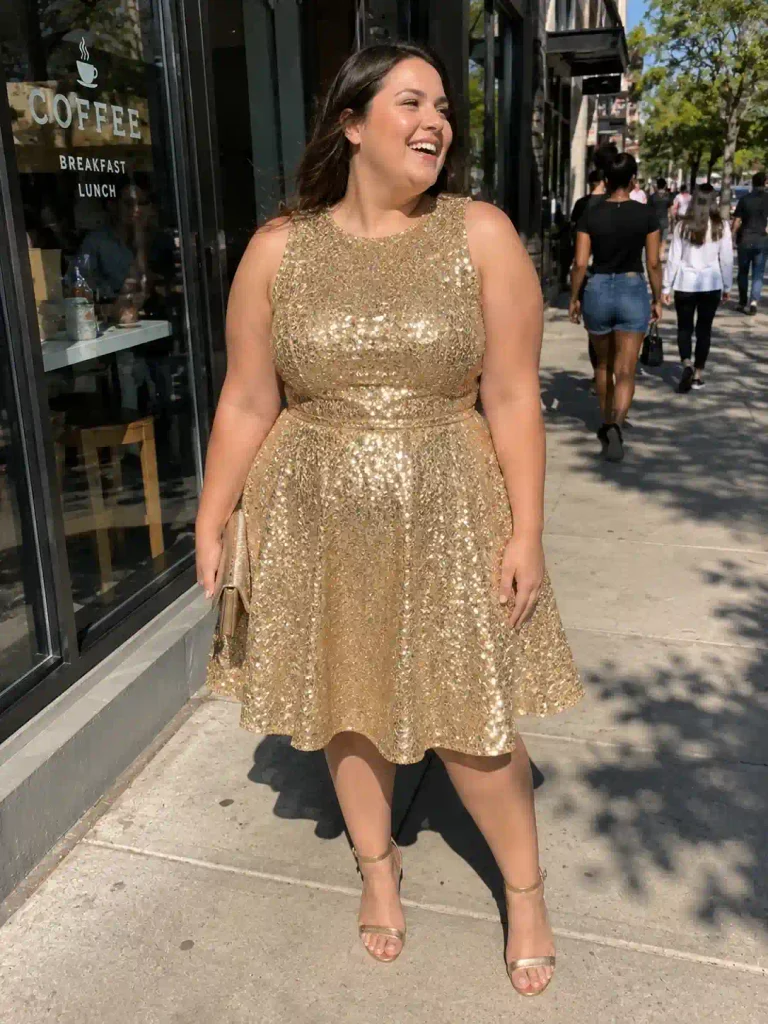 Gold sequin wrap dress