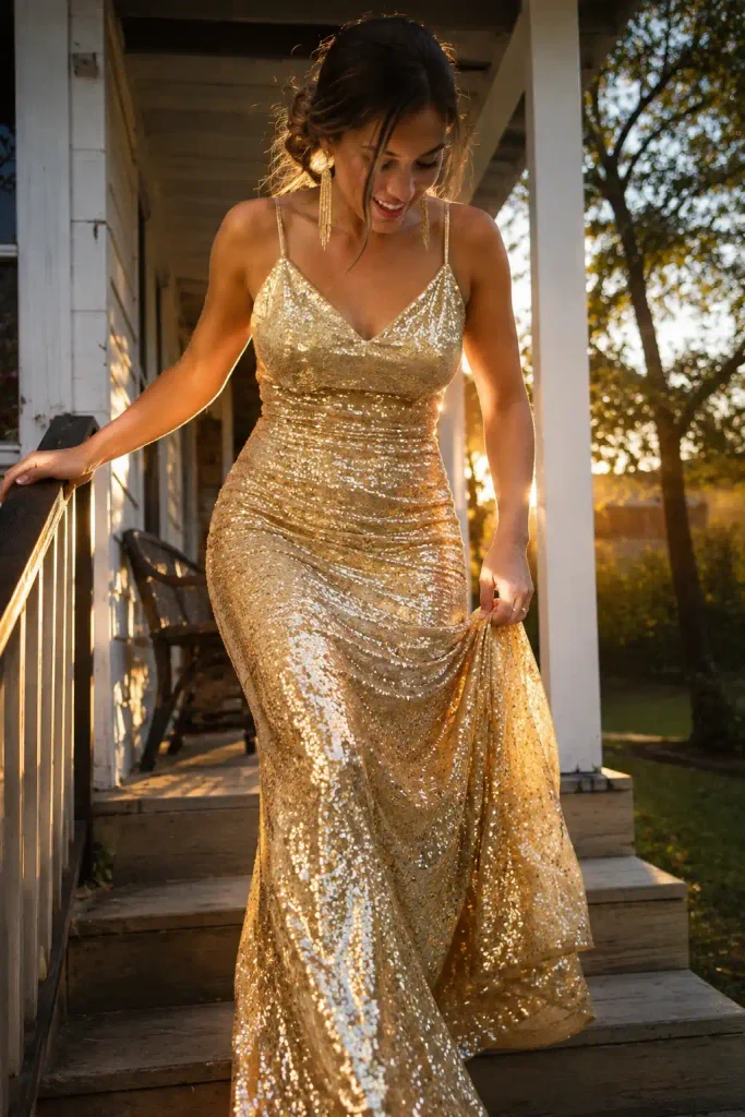 Gold tulle ballgown