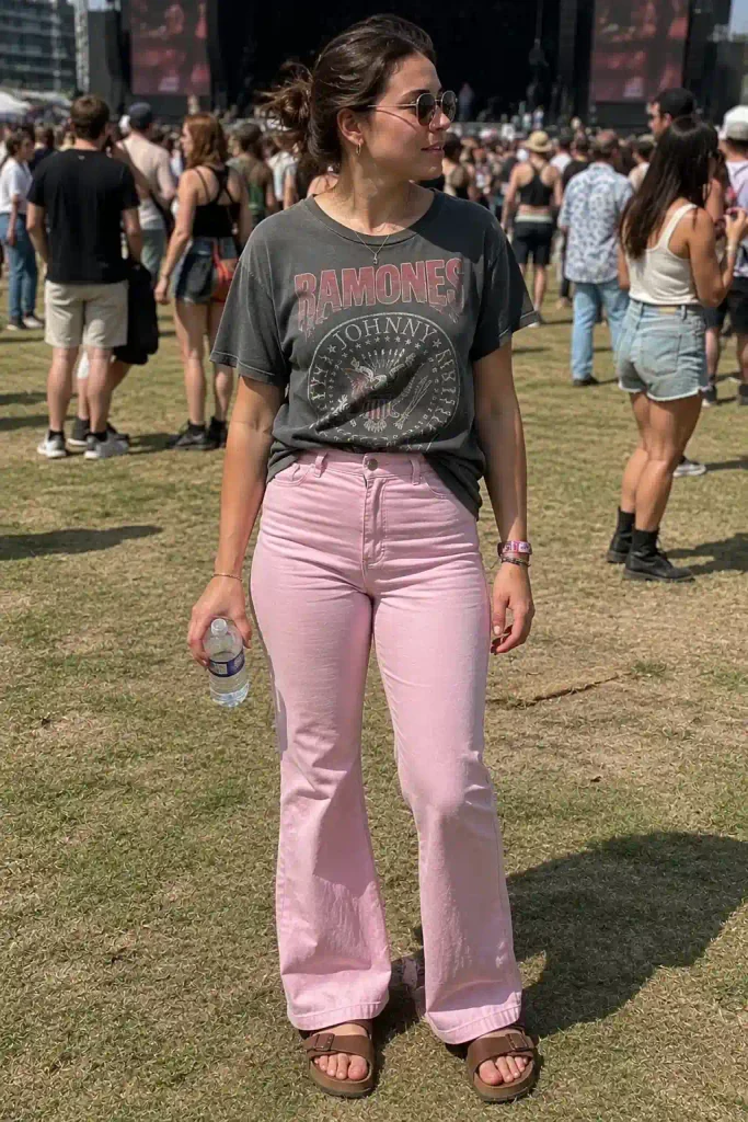 Graphic tee and chunky sandals