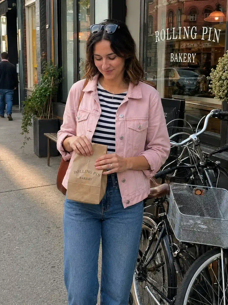 Layered over a striped Breton top