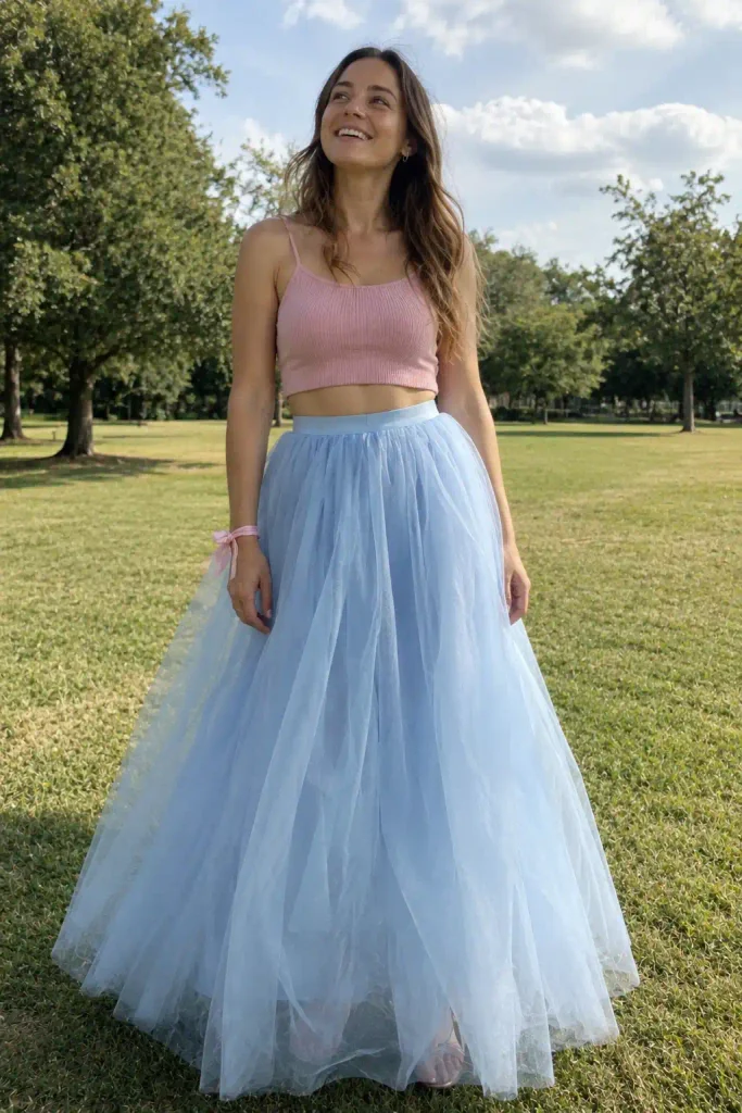 Light blue tulle skirt