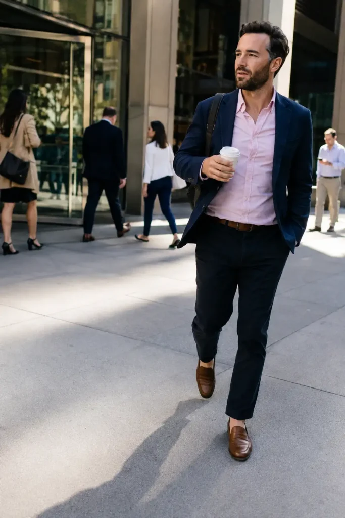 Light pink and navy